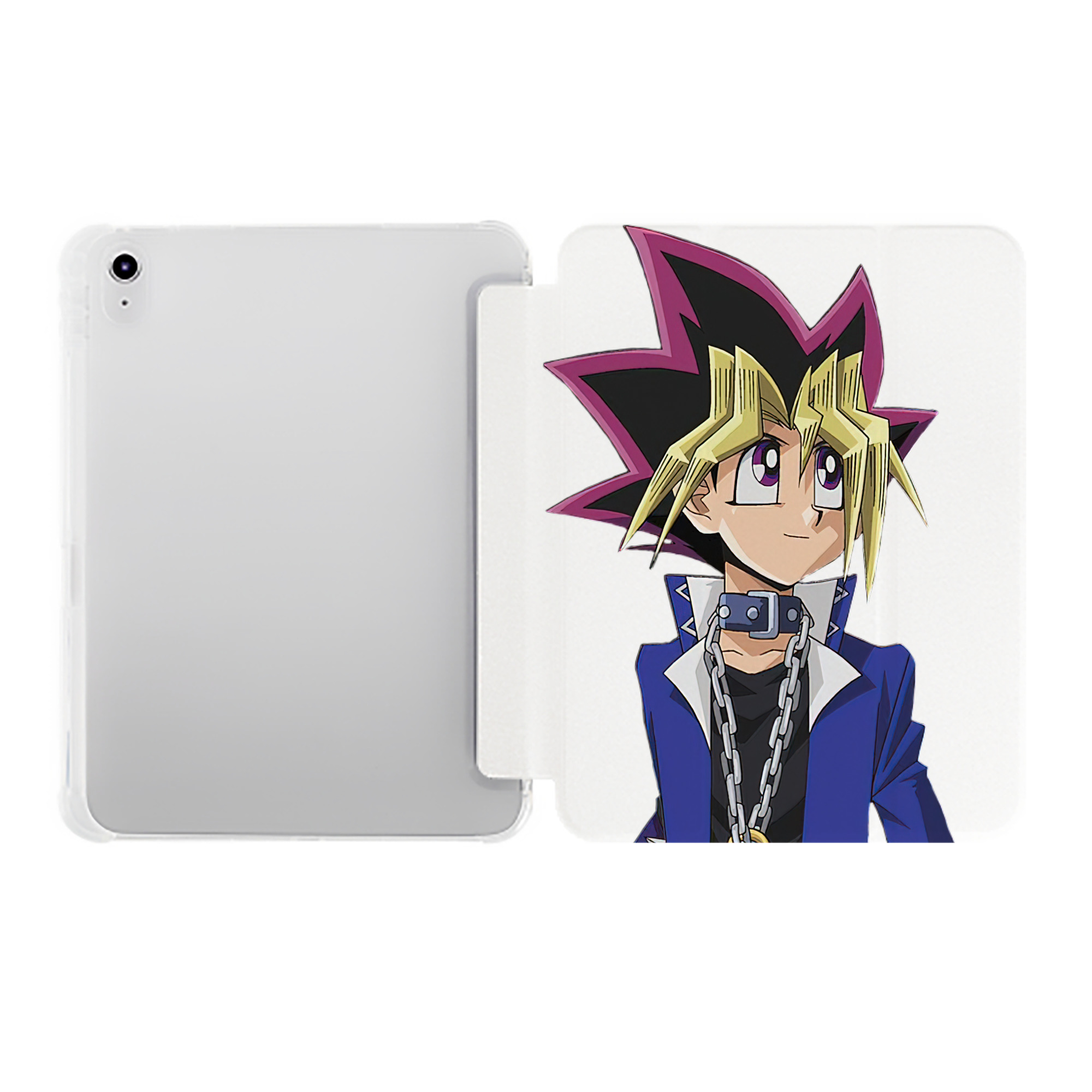 （画像用） 遊☆戯☆王 Yu-Gi-Oh! IPad ケース ペン収納付き 三つ折りスタンド PUレザー×シリコン 対応機種9.5/10.5/10.9インチ